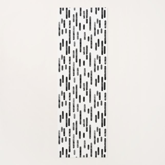 Tapis De Yoga Motif de lignes arrondies noires et blanches (Dos)