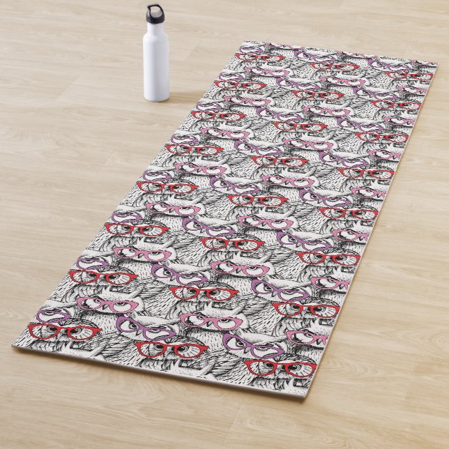 Tapis De Yoga Motif de lunettes de hibou (En situation)