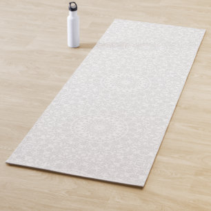 Tapis De Yoga Motif de mandala minimaliste blanc sur blanc