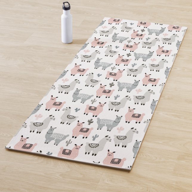Tapis De Yoga Motif de sourire de lamas (En situation)