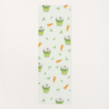 Motif de thé vert à la crème de chat