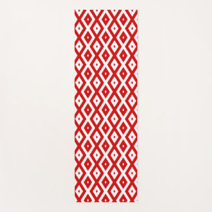 Tapis De Yoga Motif diamant rouge et blanc