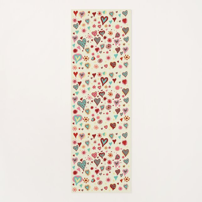 Tapis De Yoga Motif Doodle Hearts (Devant)
