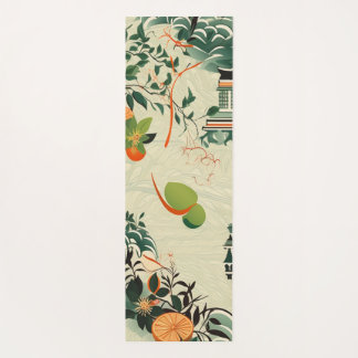 Tapis De Yoga Motif d'oranges Ethereales avec temples Zen