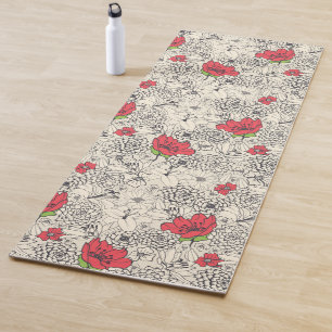 Tapis De Yoga Motif du jardin de fleurs de pavot