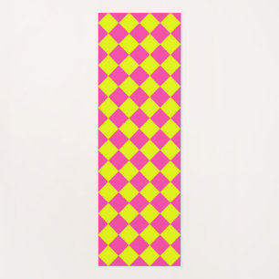 Tapis De Yoga Motif du vérificateur de diamants rose jaune