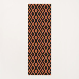 Tapis De Yoga Motif en diamant orange et noir