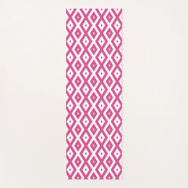 Tapis De Yoga Motif en diamant rose et blanc (Devant)