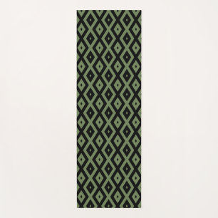 Tapis De Yoga Motif en diamant vert olive et noir