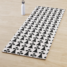 Tapis De Yoga Motif Ermine, Motif médiéval, noir sur blanc