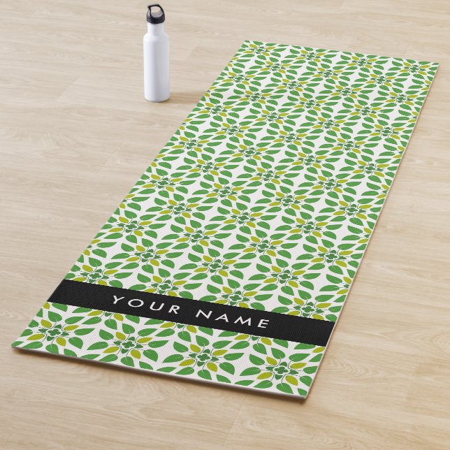 Tapis De Yoga Motif feuille, Feuilles verts, votre nom (En situation)