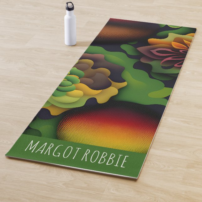 Tapis De Yoga Motif géométrique Abstrait Géranium 3D (En situation)