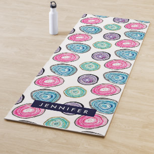 Tapis De Yoga Motif géométrique bleu violet rose mou personnalis