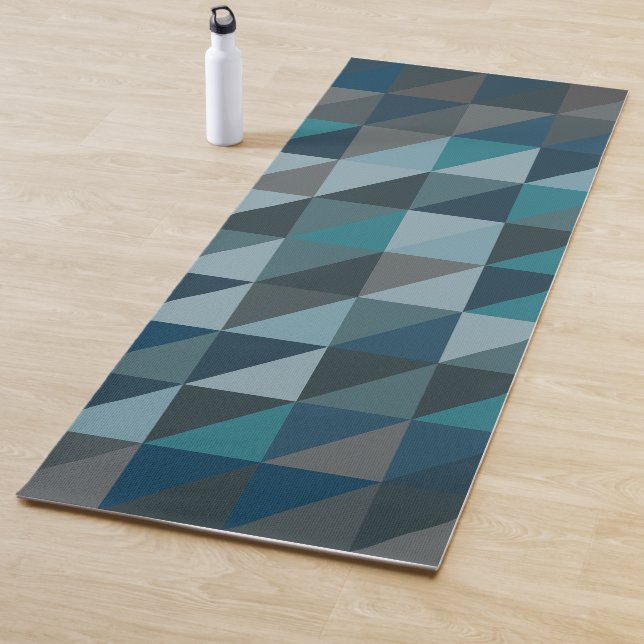 Tapis De Yoga Motif géométrique moderne et élégant Blue Ombre (En situation)