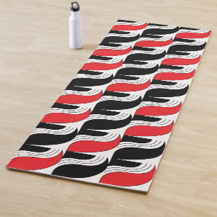 Tapis De Yoga Motif géométrique moderne rouge noir
