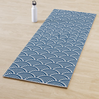 Tapis De Yoga Motif japonais Indigo Blue Kimono