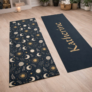 Tapis De Yoga Motif Lunaire Céleste Mystique Nom Personnalisé