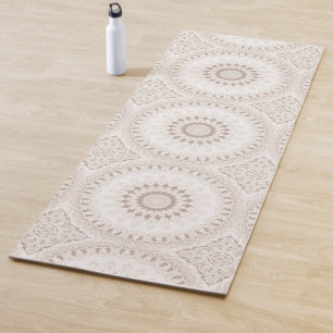 Tapis De Yoga Motif Mandala Beige et Crème