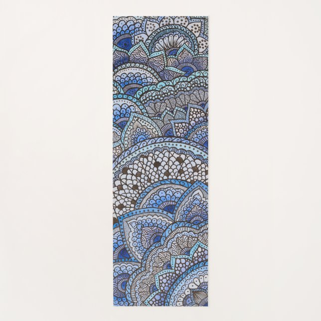 Tapis de yoga motif mandala bleu (Devant)
