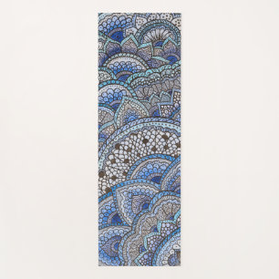 Tapis de yoga motif mandala bleu