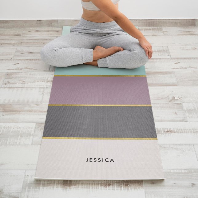 Tapis De Yoga Motif moderne à bandes personnalisées (Créateur téléchargé)