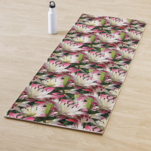 Tapis De Yoga Motif naturel à fleurs blanches