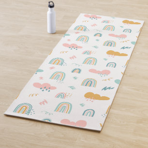 Tapis De Yoga Motif nuage Rainbow et pluie amusant