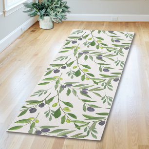 Tapis De Yoga Motif olivier campagne française vert sauge aquare