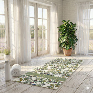 Tapis De Yoga Motif olivier vert sauge aquarelle campagne frança