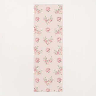 Tapis De Yoga Motif Pivoine Rose et Rose
