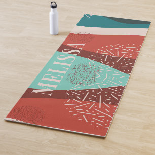 Tapis De Yoga Motif rétro personnalisé Monogramme Nom maman