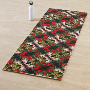 Tapis De Yoga Motif Rose Rouge Et Blanc