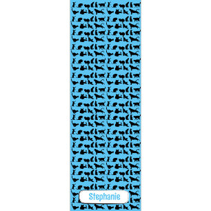 Tapis De Yoga Motif Silhouette Personnalisé Sur Chat Noir Bleu