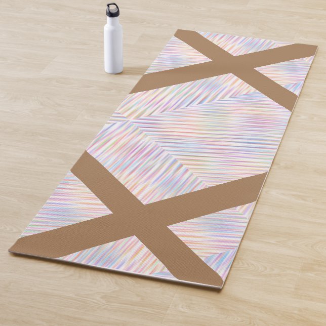 Tapis De Yoga Motif simple moderne à bandes arc-en-ciel (En situation)