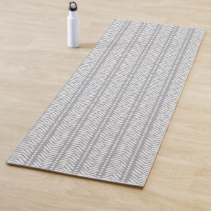 Tapis De Yoga Motif tiré par la main gris de Chevron