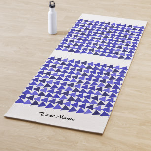 Tapis De Yoga Motif triangle géométrique bleu Nom personnalisé,