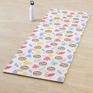 Tapis De Yoga Motif tropical de paresse et de feuille