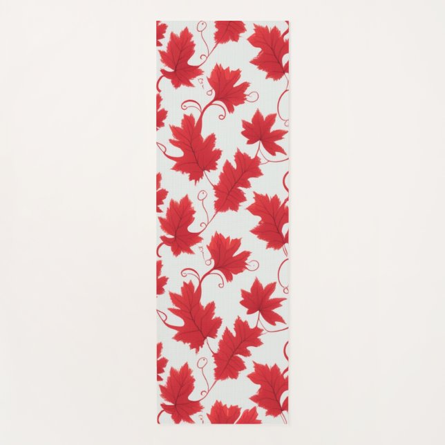 Tapis De Yoga Motif vibrant de feuille d'érable rouge (Devant)