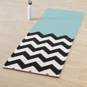 Tapis De Yoga Motif Zigzag noir et blanc, Chevron, Bleu