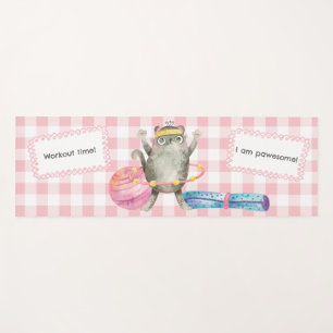 Tapis De Yoga Motivation Fitness Chat Cute En vichy Rose
