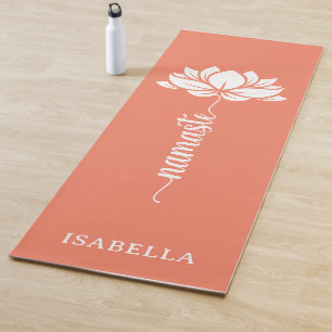Tapis De Yoga Namaste Lotus Flower Moderne Saumon Nom personnali