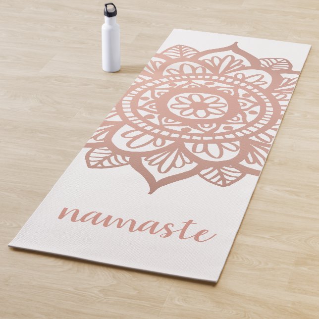 Tapis De Yoga Namaste New Rose Gold Mandala White (En situation)