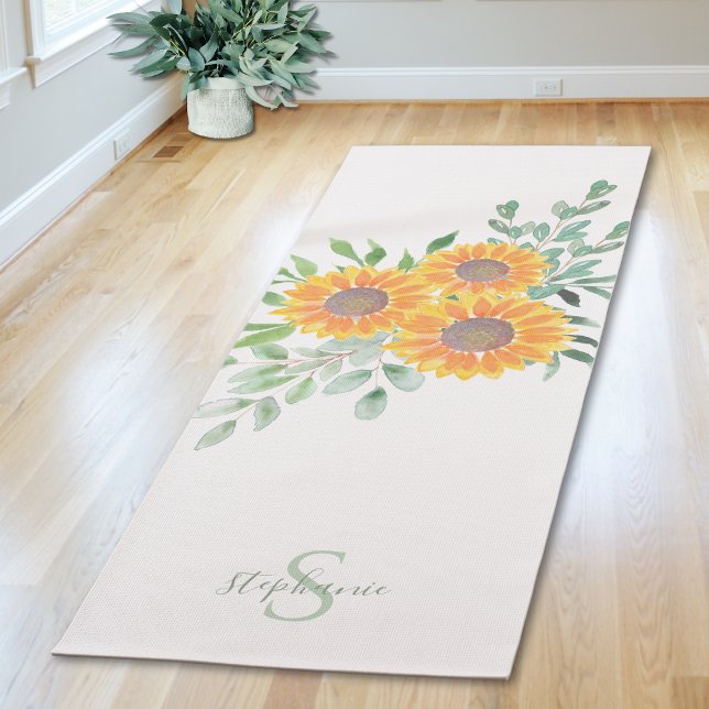 Tapis De Yoga Name Monogram Sunflower (Créateur téléchargé)
