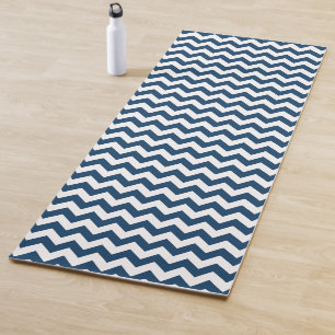 Tapis De Yoga Navy Zigzag, Navy Chevron, Motif géométrique