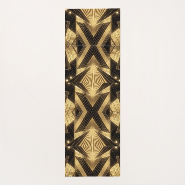 Tapis De Yoga Neo Art Deco Black Gold Geometric Gatsby  (Dos)