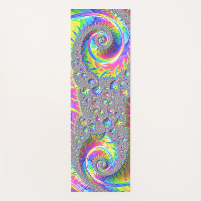 Tapis De Yoga Neon Arc-en-ciel Spiral Fractal Art numérique Abst (Devant)