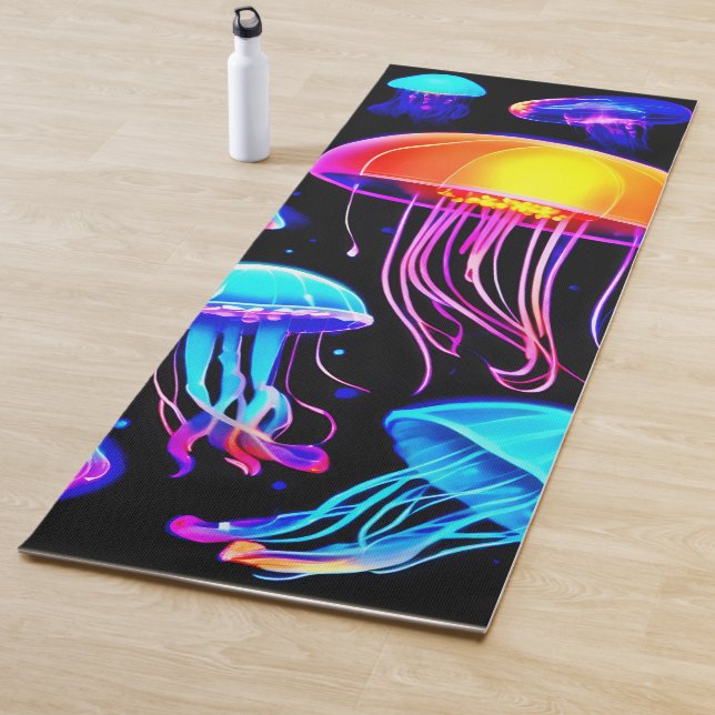 Tapis De Yoga Neon Jellyfish (En situation)