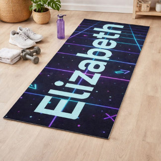 Tapis De Yoga Neon Name Retro 80s 