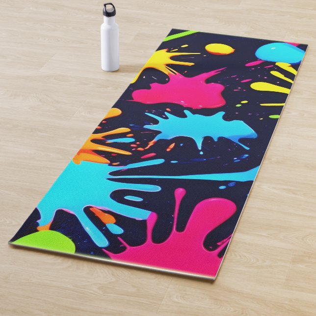 Tapis De Yoga Neon Splatter Art : Expressionnisme Abstrait vibra (En situation)