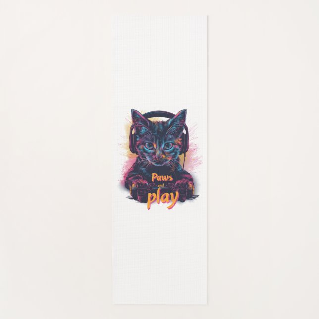 Tapis De Yoga Niveau gamer chat vers le haut (Devant)